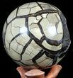 Polished Septarian Puzzle Geode - Black Crystals #57654-2
